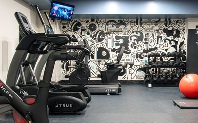 Gym interior with TV at Embassy Hotel & Suites Ottawa