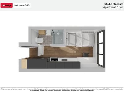 UL Melbourne CBD - Studio Standard Floorplan