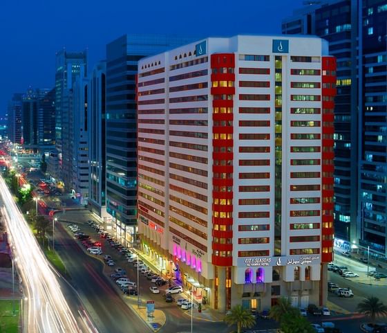 Exterior view of City Seasons Al Hamra Hotel at night