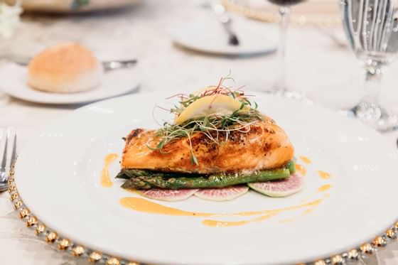 Close-up of a fine salmon served at Araiza Mexicali