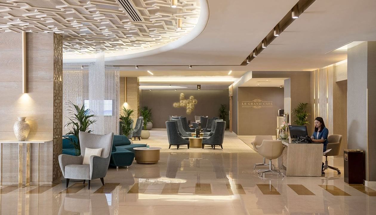 Interior of luxury lobby area at Two Seasons Hotel & Apt