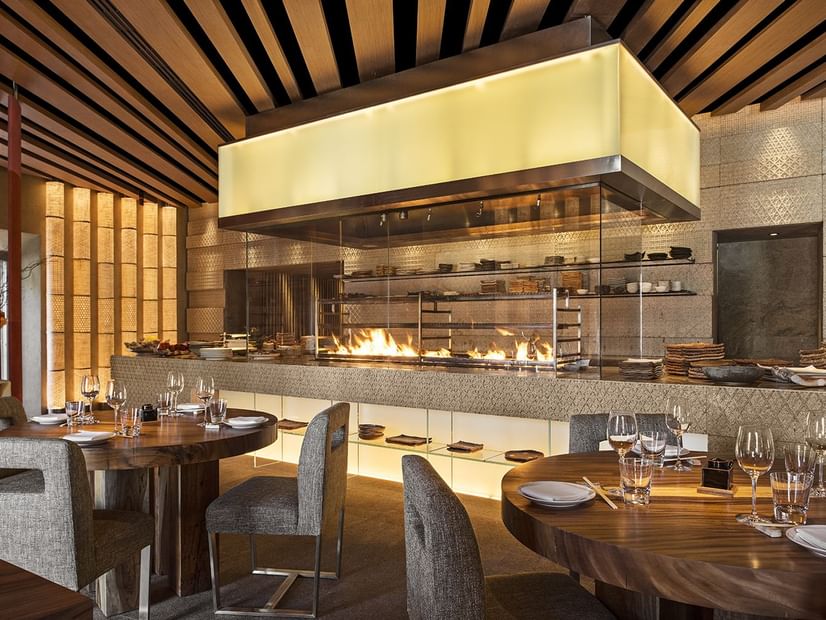 Zuma restaurant bar counter at Fendi Private Suites