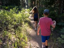 Kids on East Shore hiking trail near Granlibakken Tahoe