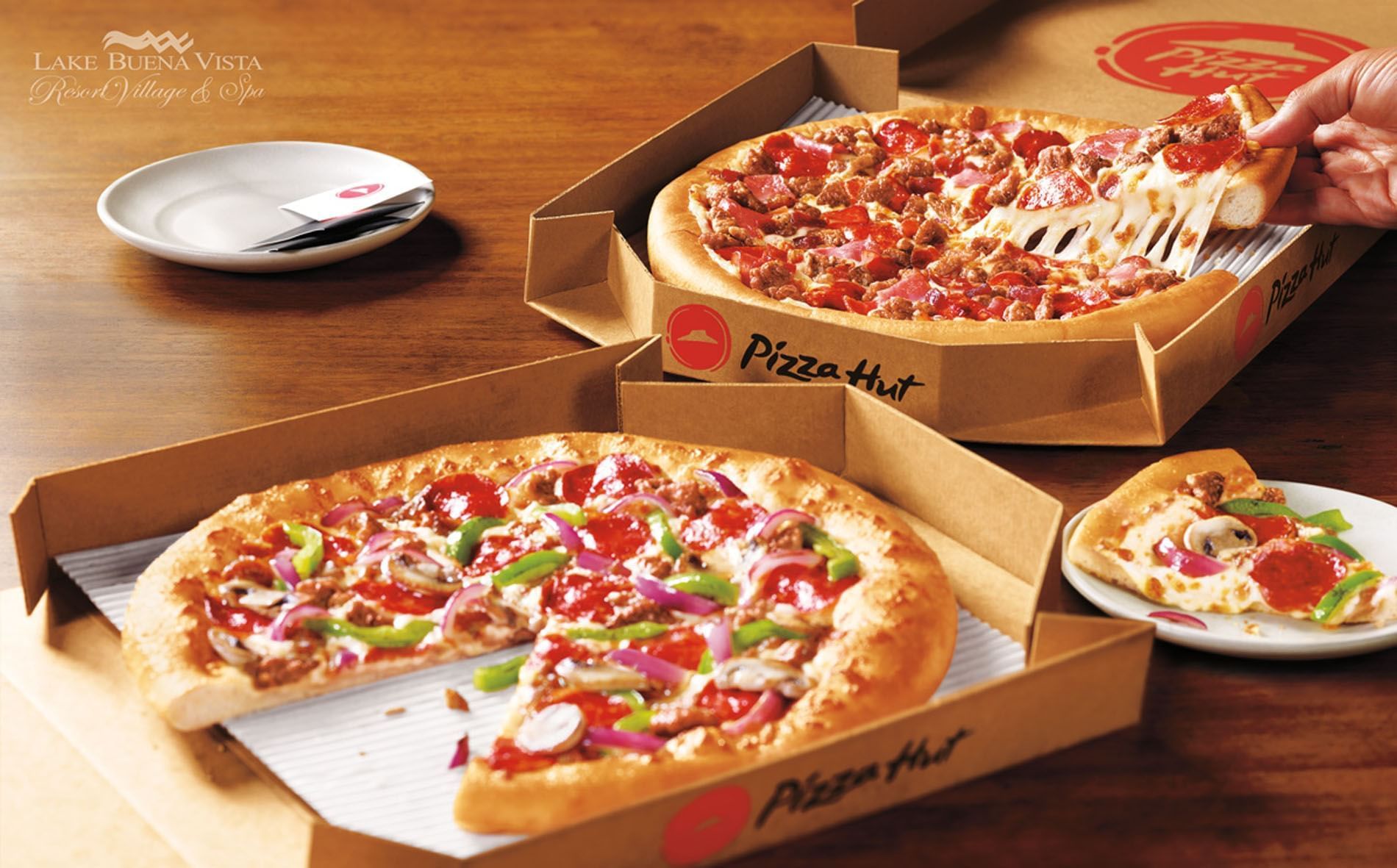 Pizza served in Pizza Hut Express at Lake Buena Vista Resort Village & Spa