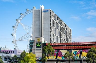 Exterior view of the Hotel & Ferris wheel at Nesuto Docklands