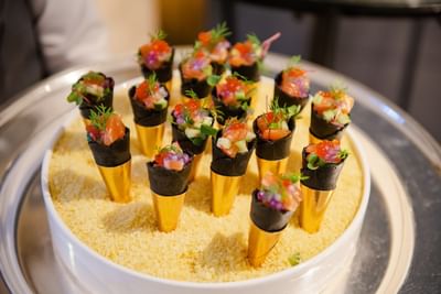 Close-up of Temaki served at Hanoi Daewoo Hotel