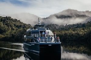 Ship on the lake near Cradle Mountain Hotel