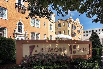 View of the hotel sing board & Hotel at Artmore Hotel