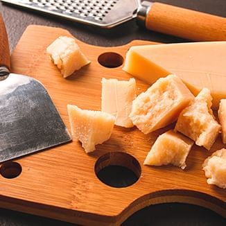 cheese on a cutting board