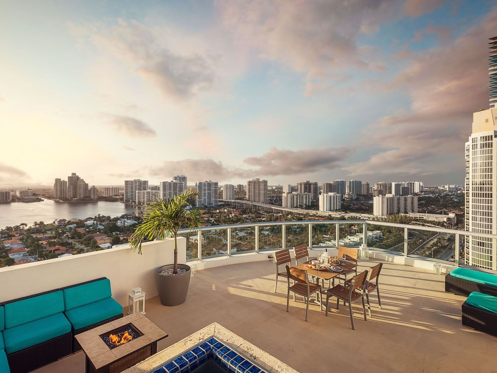 Terrace of 2-story Bayfront Penthouse at Marenas Resort Miami