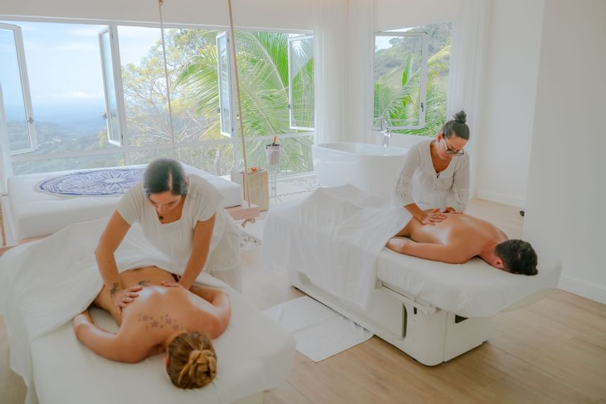 Couple being massaged in a spa room at Retreat Costa Rica