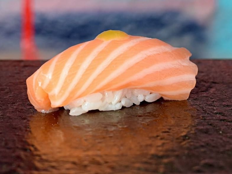 Salmon sushi made in Sushi by Bou at Sanctuary Hotel New York 