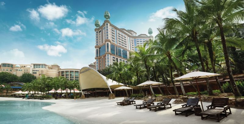 Loungers & huts on the beach near Sunway Resort