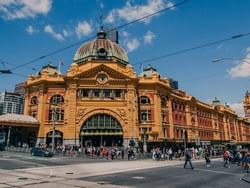 Exterior of Flinders Street Station near Brady Hotels Jones Lane