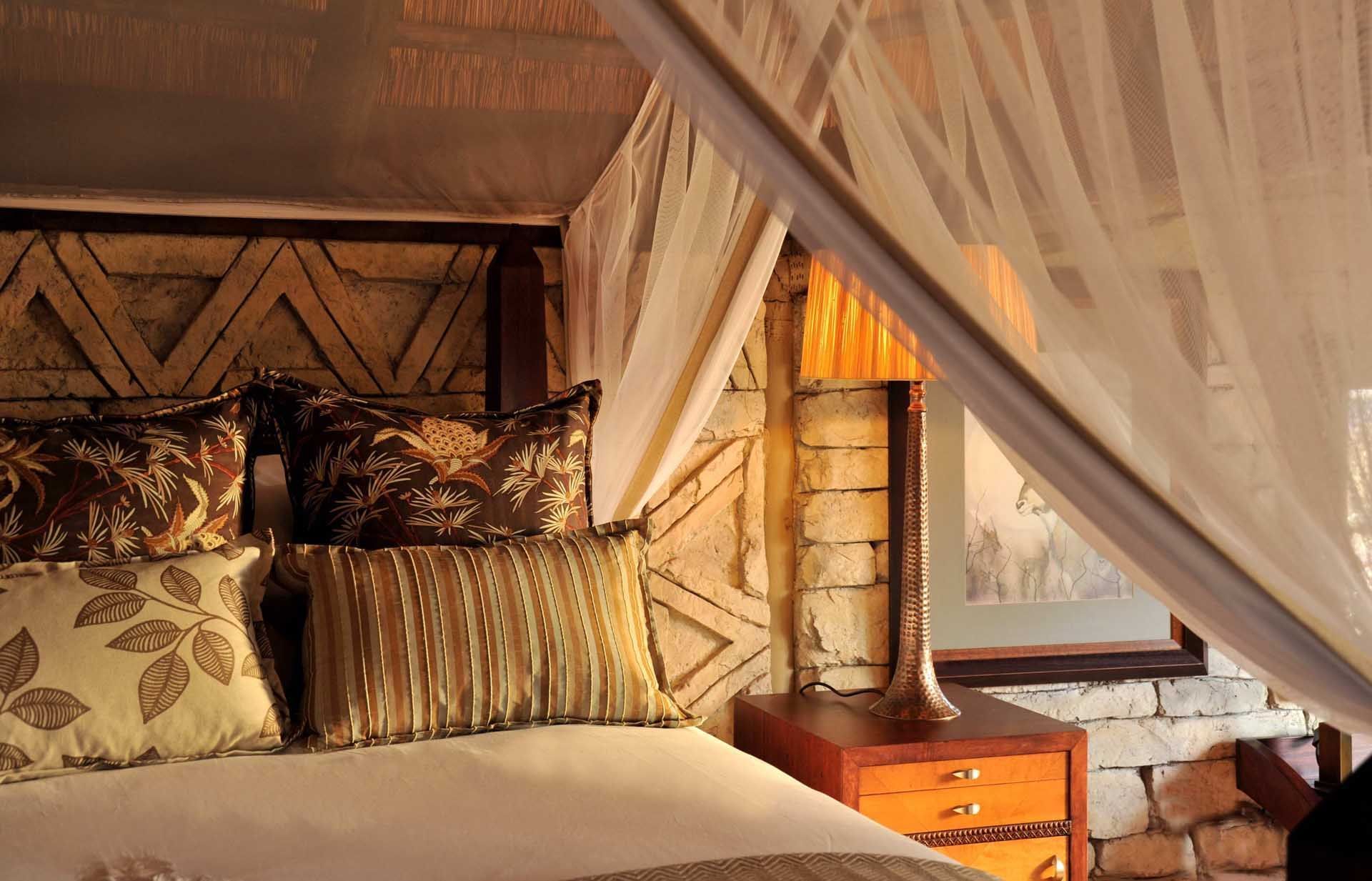 Interior of Mivumo Villa bedroom at Serena Mivumo River Lodge