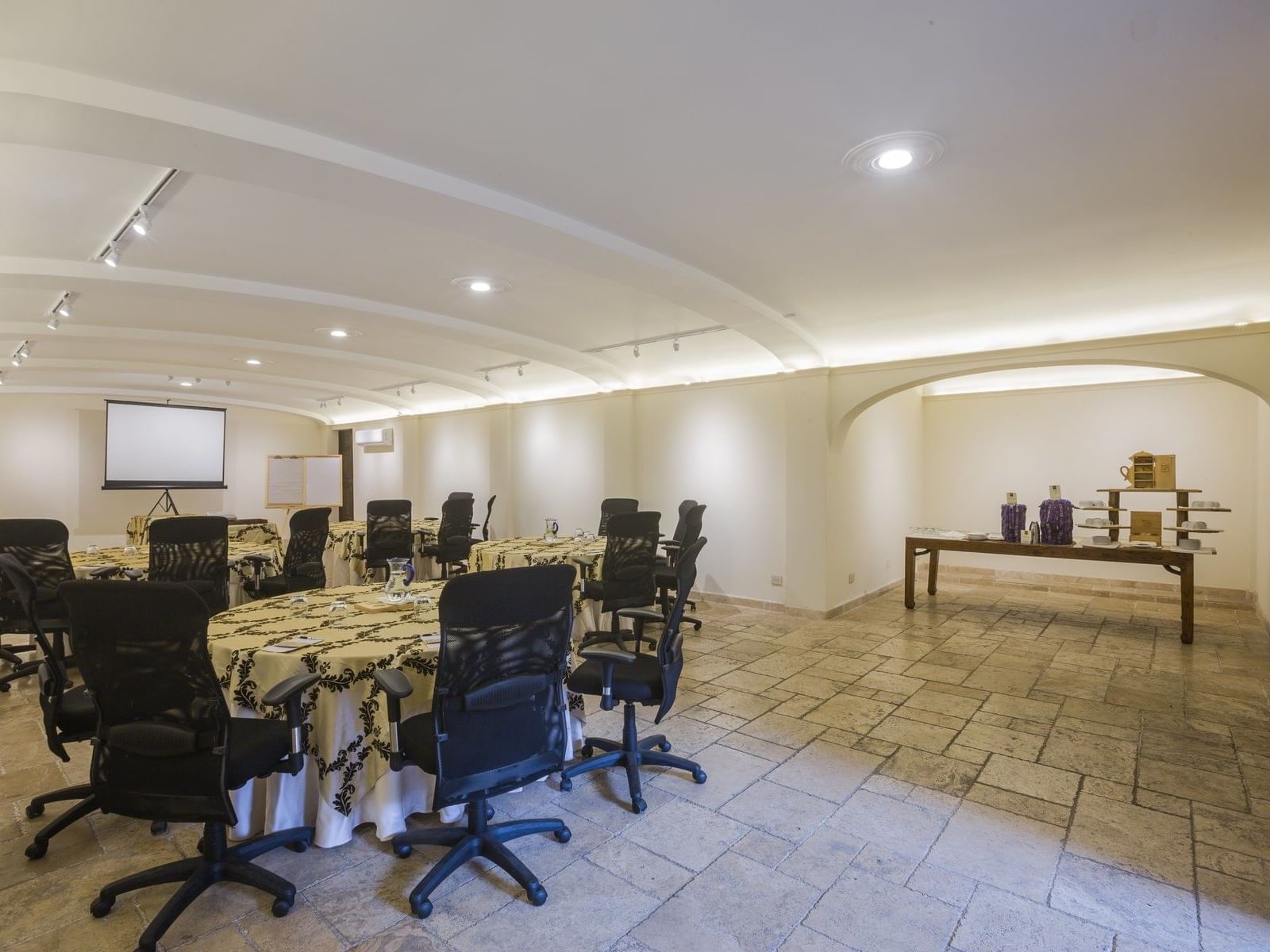 Cabaret tables & refreshments corner in a Meeting Room at Pensativo House Hotel