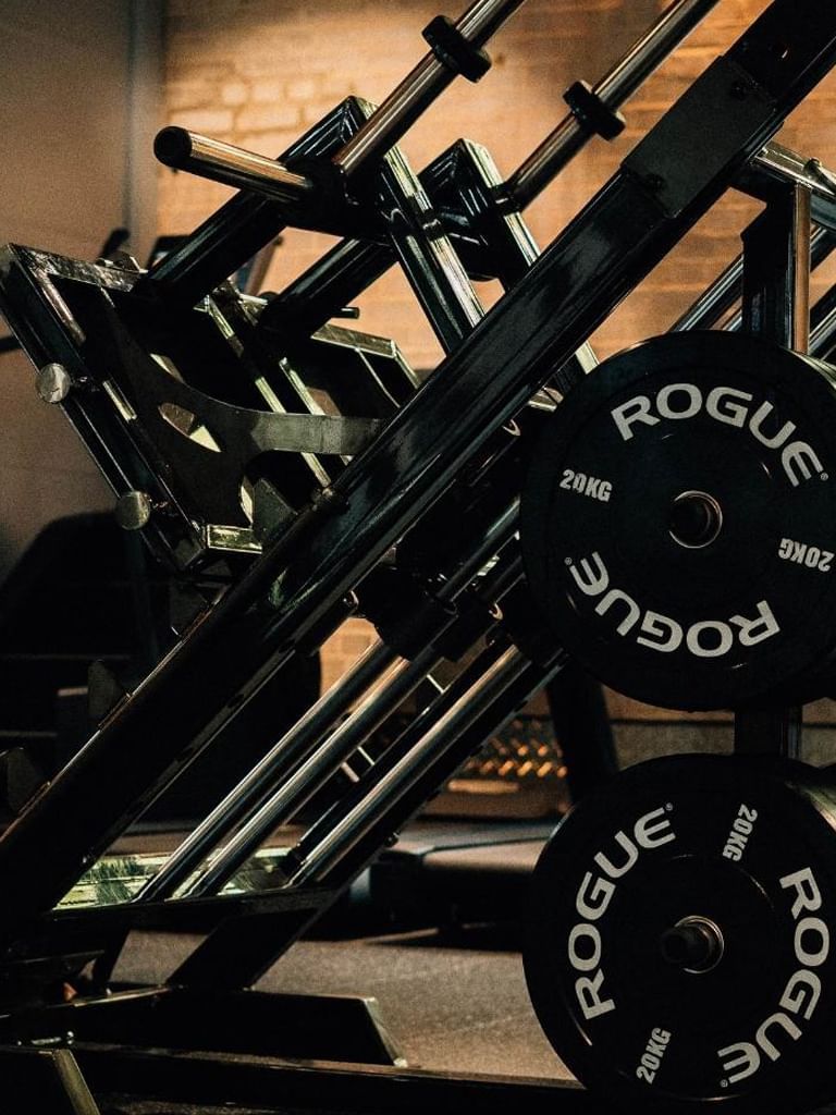 Close-up of a squat rack at East Park Gym