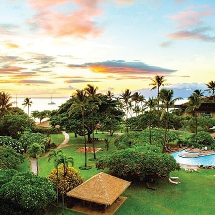 Aerial view of the pool of Kaanapali Beach Hotel Hawaii 