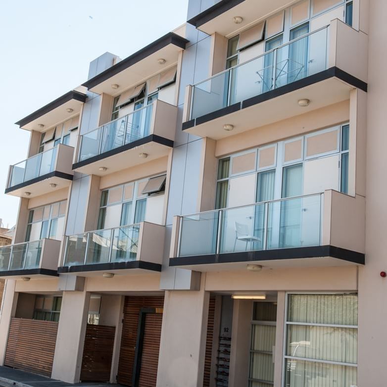 Street view_Student Living City West complex featuring secure car parking on ground floor