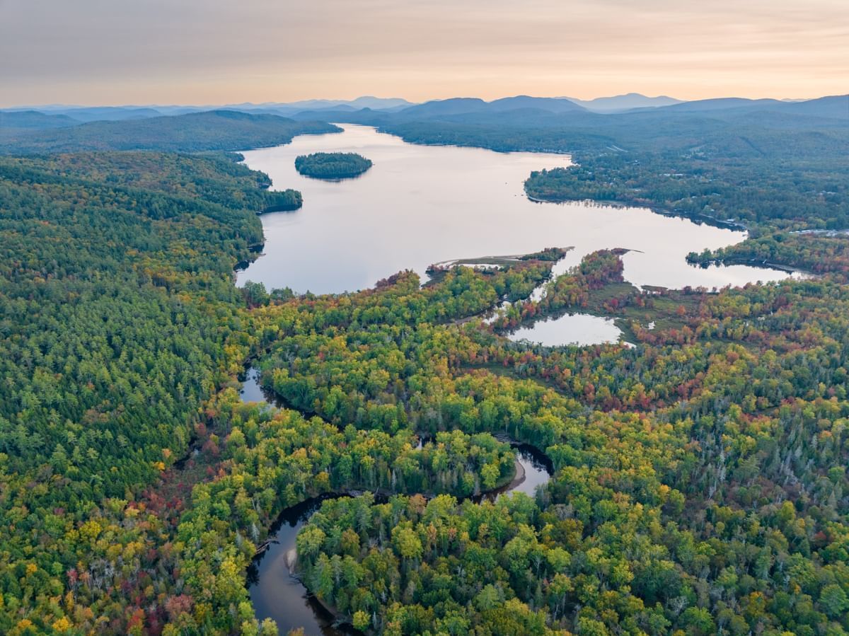 Aerial view of Lac Saint-Victor near The Lodge in Schroon Lake