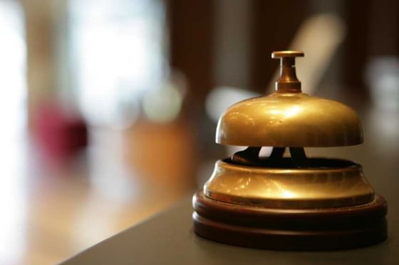 Close-up of reception bell at Miami Lakes Hotel