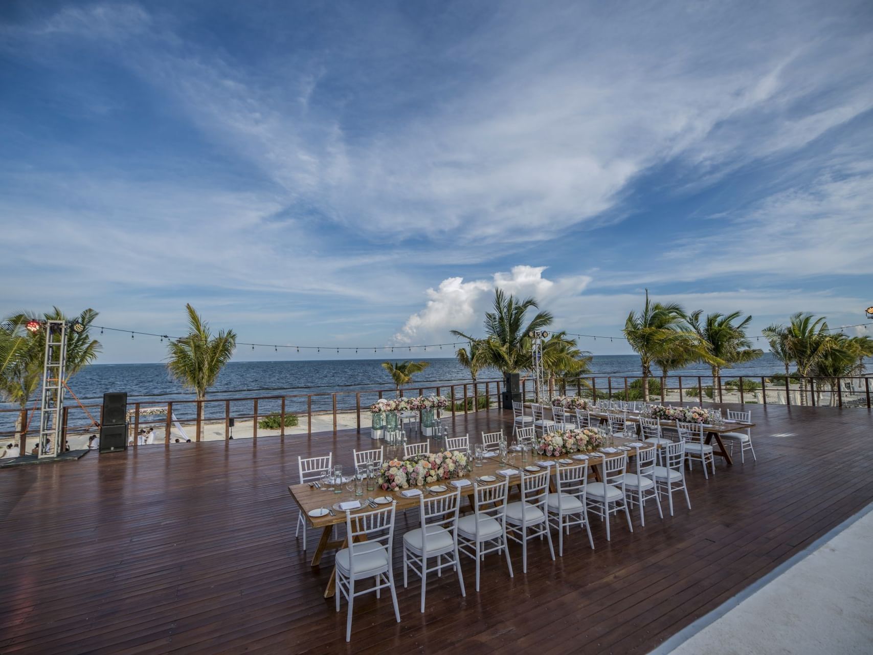 Dining table setup in the deck at Haven Riviera Cancun