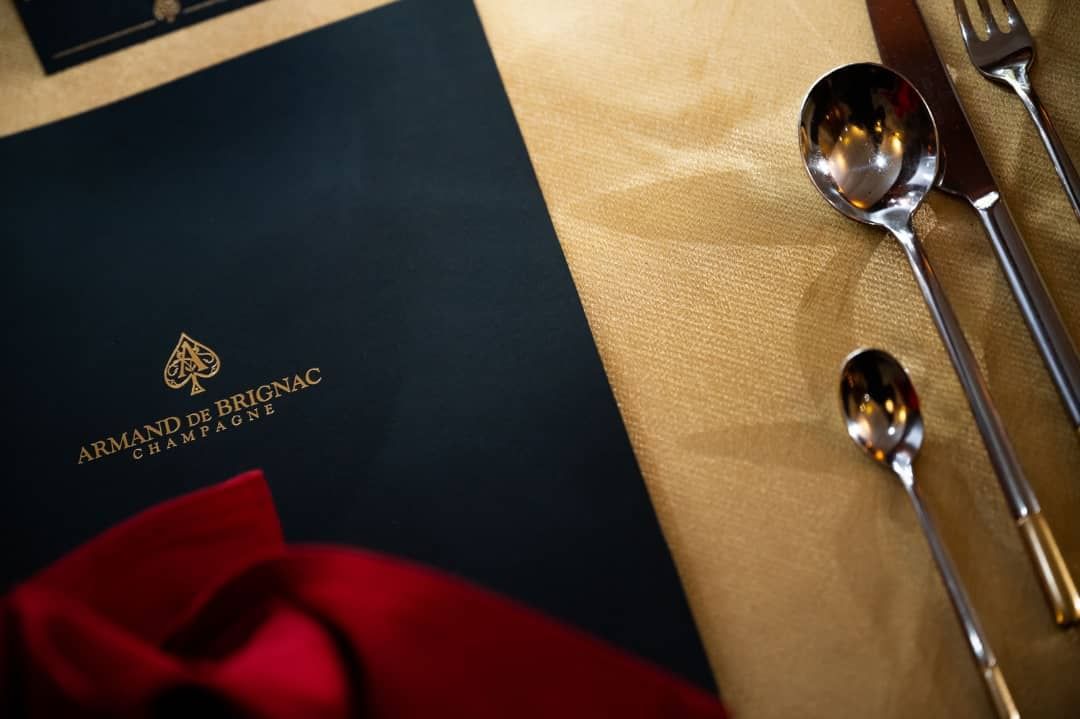 Close-up of the Armand de Brignac menu at The Banjaran Hotsprings Retreat