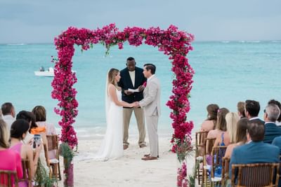Wedding ceremony on the beach at The Somerset on Grace Bay