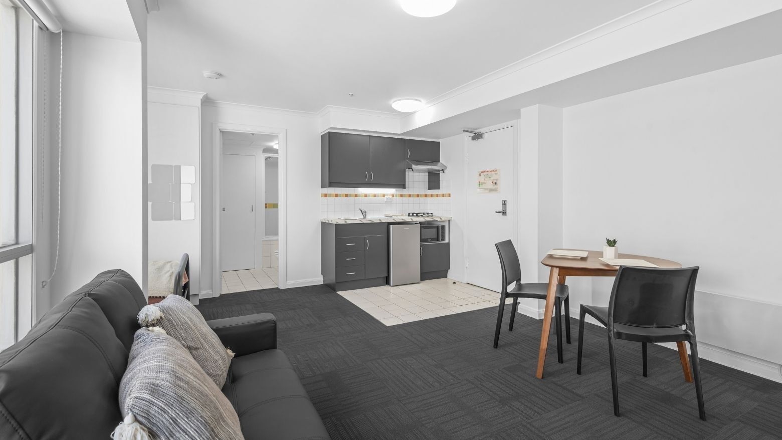 Student Living on Flinders - Studio Apartment Living Area 