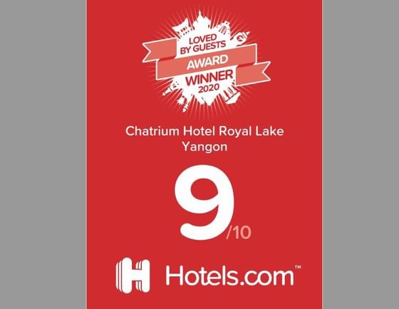 Hotels.com Loved by Guests Award at Chatrium Hotel Royal Lake