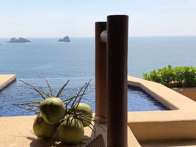 Coconuts by the private pool in a rook at Cala de Mar