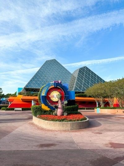 Entrance to the Journey Into Imagination With Figment attraction at Walt Disney World's EPCOT theme park near Rosen Inn at Pointe Orlando, a family-friendly hotel on International Drive in Orlando.