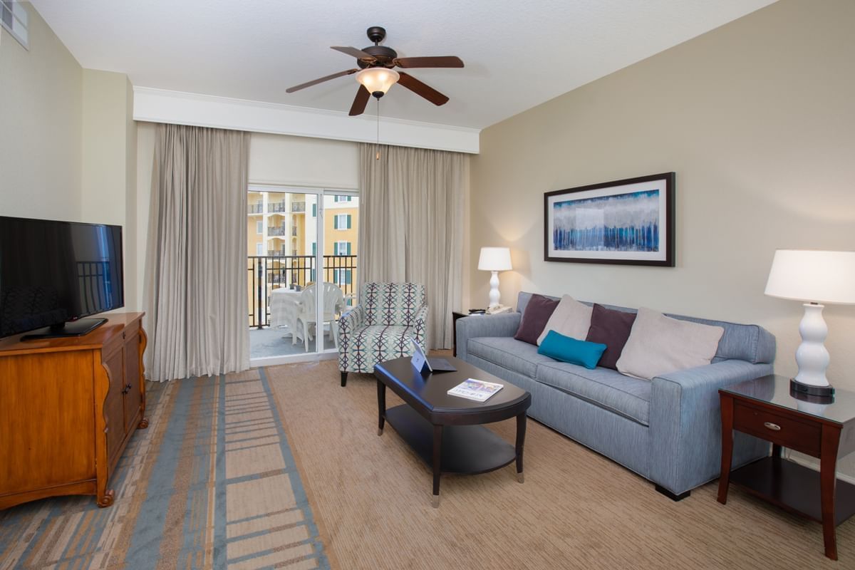 TV lounge area of a cozy room at Lake Buena Vista Resort Village & Spa