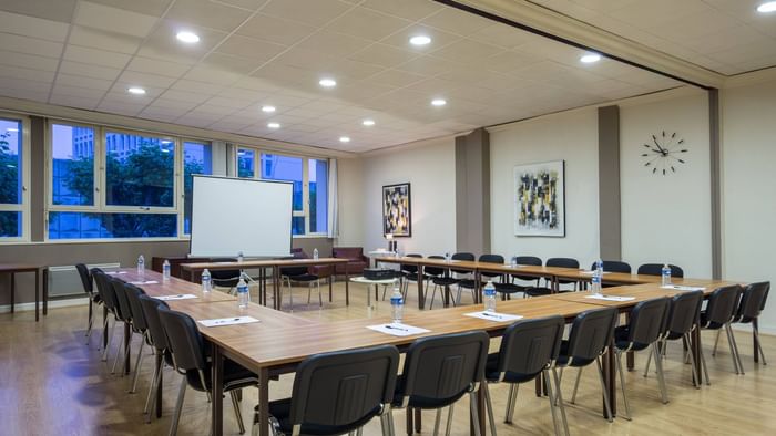 Board room arrangement with projector at Hotel Napoleon
