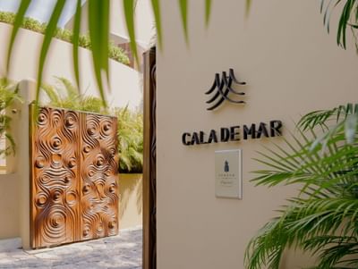 Hotel name board at the entrance at Cala de Mar