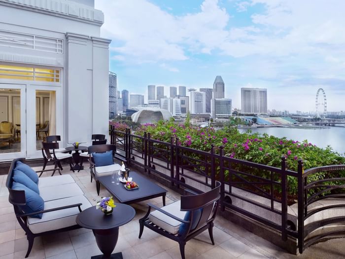 The terrace of the Fullerton Suite at the Fullerton Singapore