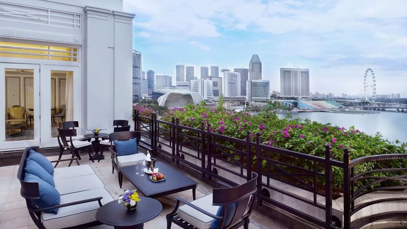 The terrace of the Fullerton Suite at the Fullerton Singapore