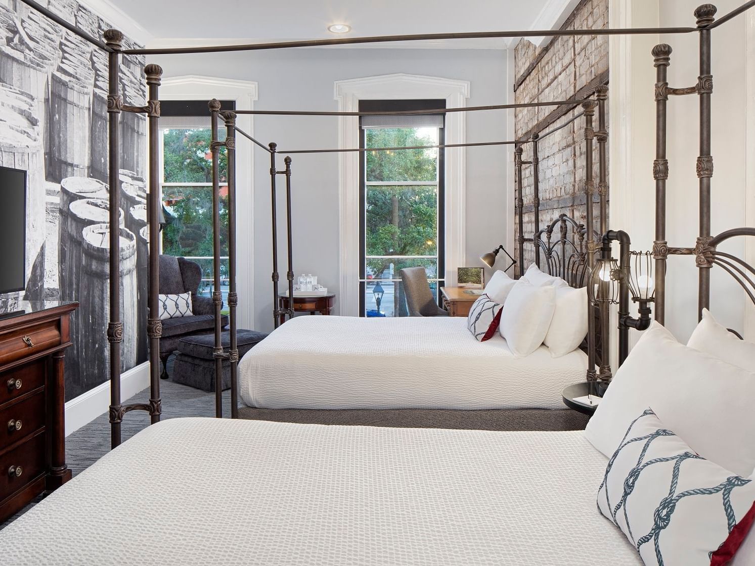 Side view of multiple bedroom at River Street Inn