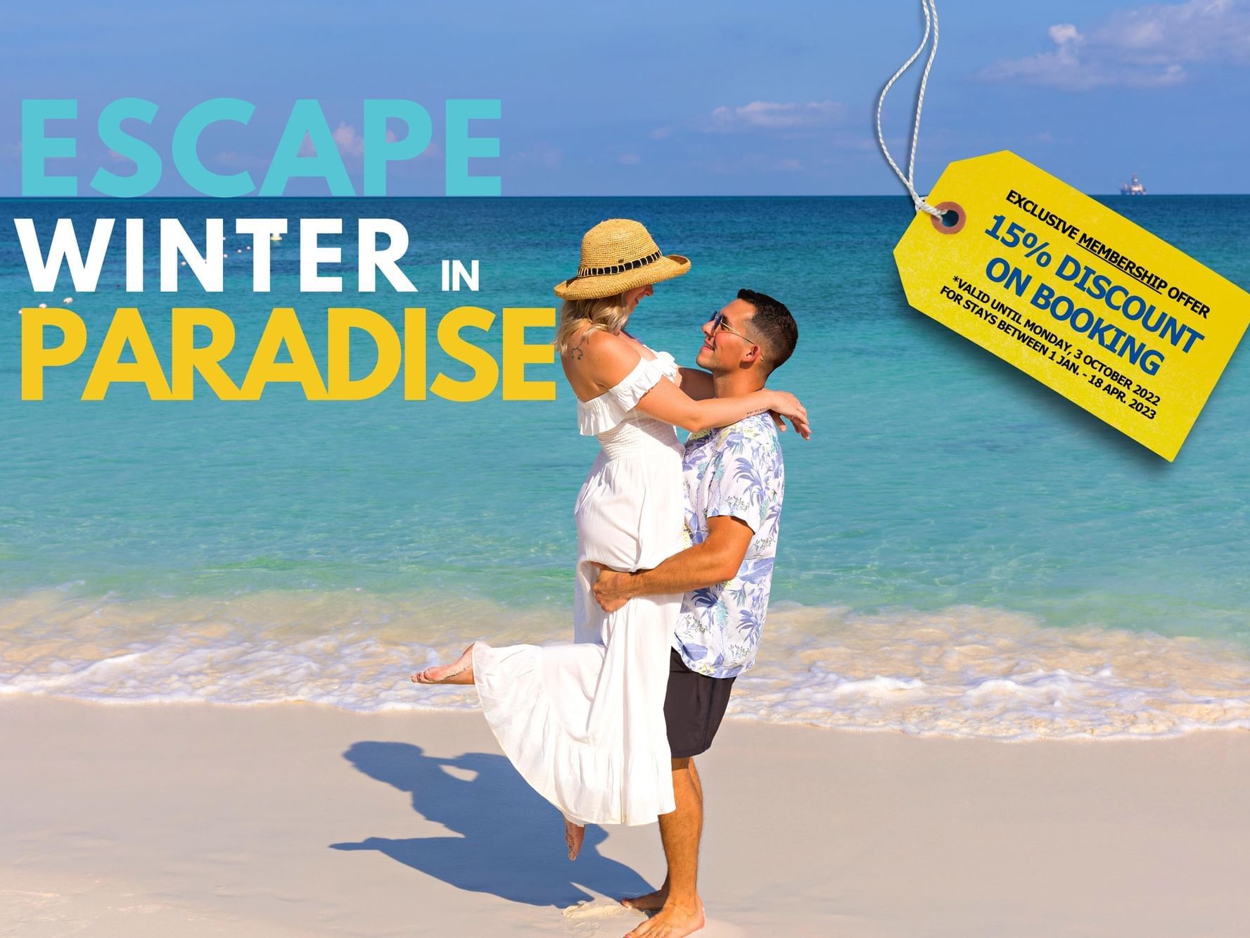 Romantic couple Eagle Beach Amsterdam Manor Beach Resort Aruba. 15% Discount campaign. Escape Winter in Paradise.