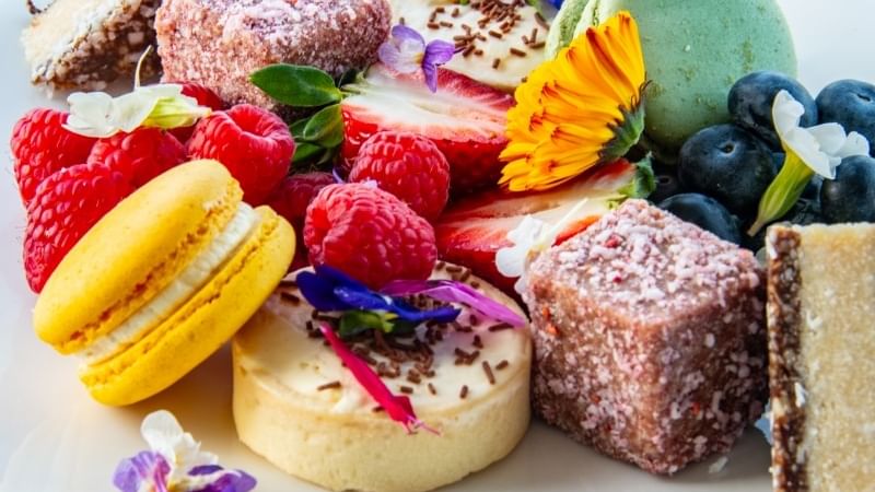 selection of sweets and fruits high tea