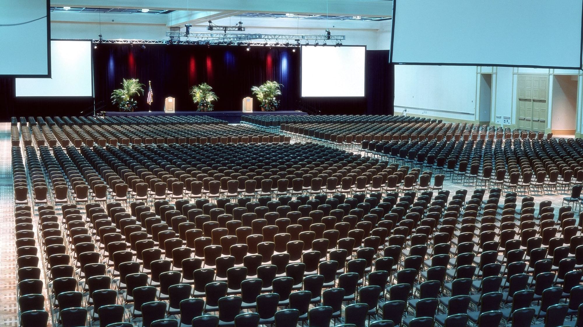 Theatre set-up & projector screens in Great Hall at The Diplomat Resort