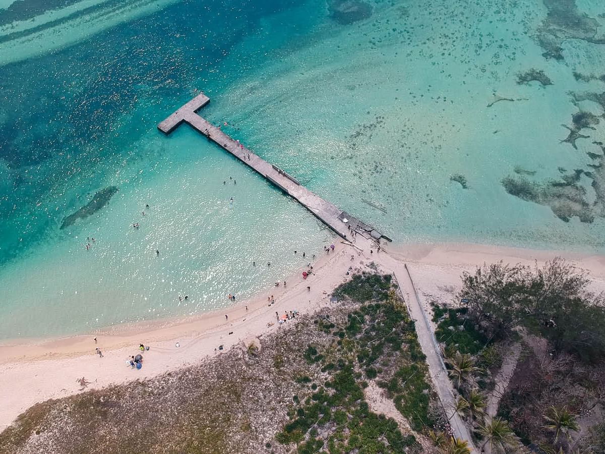 An Aerial view of the beach at Isla de Medio near GFA Hotels