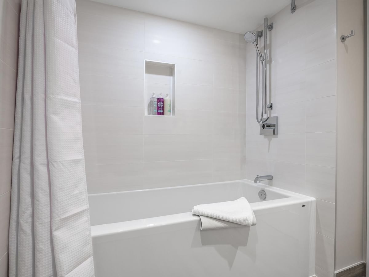 View of the tub and shower
