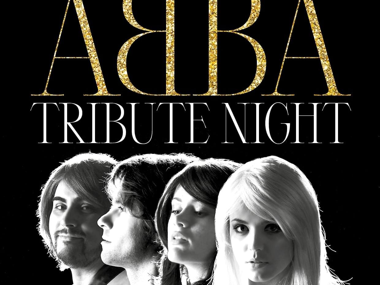 Promotional poster for an ABBA Tribute Night event, featuring the sparkling gold ABBA logo at The Milner York