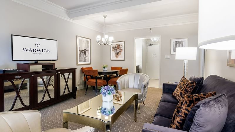 Living area in Premier City View Suite at Warwick New York