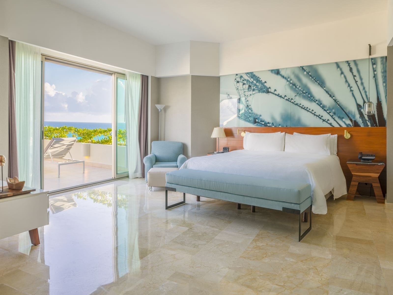 King bed in Accessible Room at the Live Aqua Beach Resort