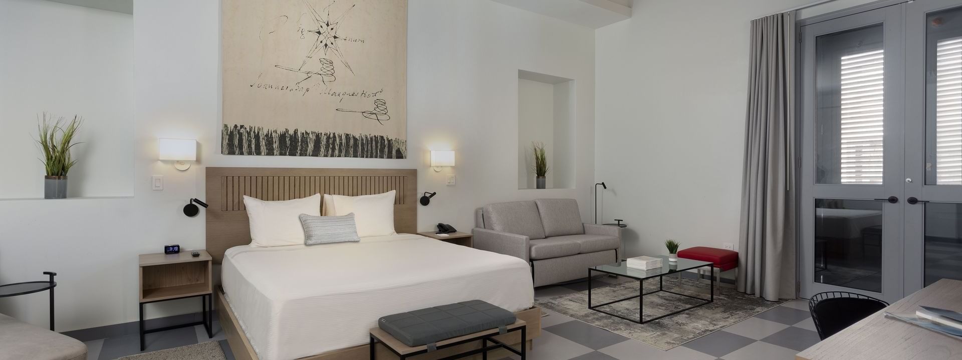 King bed in modern hotel room