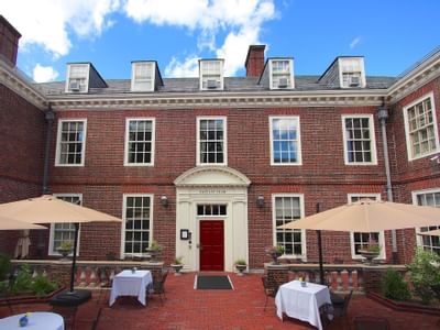 outside area of faculty club in harvard square