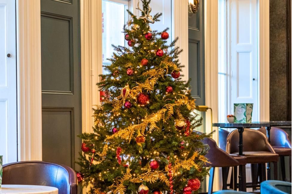 christmas tree in bar at easthampstead park in berkshire