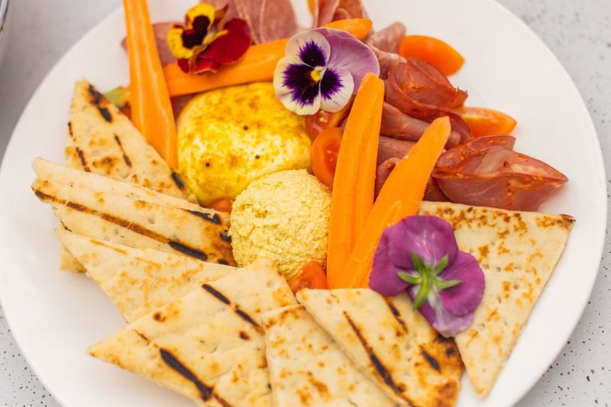 Close-up of a charcuterie platter served at Hotel Republic San Diego